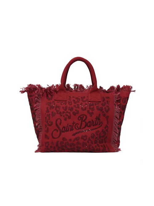 Borsa Vanity regular in canvas di cotone leopardato con strass Mc2 Saint Barth | VANI00100269L